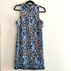 Anthropologie Light Blue + Nude Mock Neck Dress